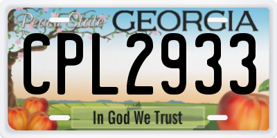 GA license plate CPL2933