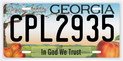 GA license plate CPL2935