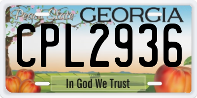 GA license plate CPL2936
