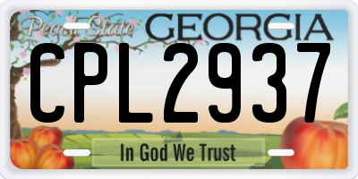 GA license plate CPL2937