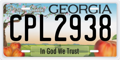 GA license plate CPL2938