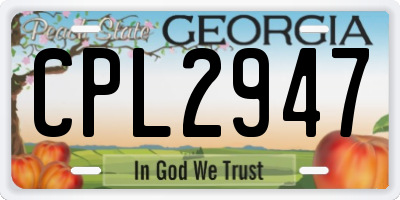 GA license plate CPL2947