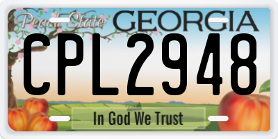 GA license plate CPL2948