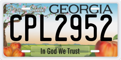 GA license plate CPL2952