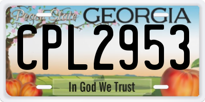GA license plate CPL2953