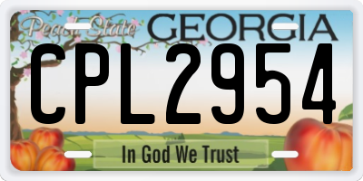 GA license plate CPL2954