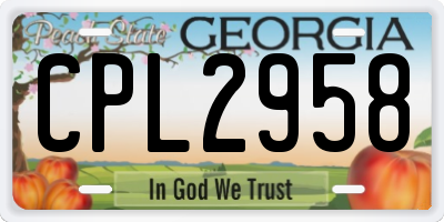 GA license plate CPL2958