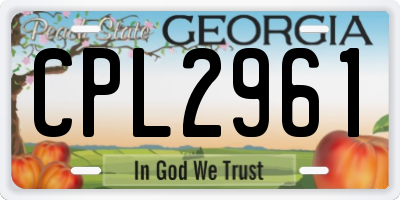 GA license plate CPL2961