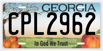 GA license plate CPL2962
