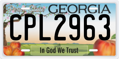 GA license plate CPL2963