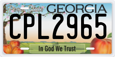 GA license plate CPL2965