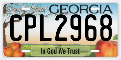 GA license plate CPL2968