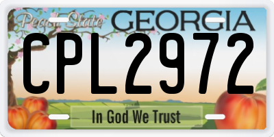 GA license plate CPL2972