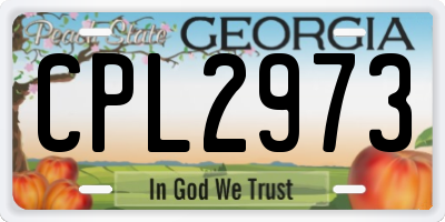 GA license plate CPL2973