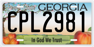 GA license plate CPL2981