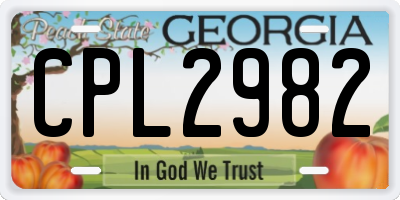 GA license plate CPL2982