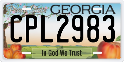 GA license plate CPL2983