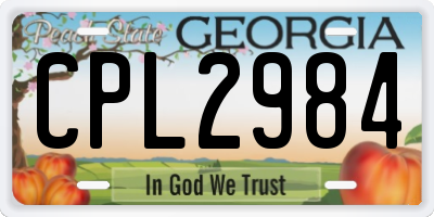 GA license plate CPL2984
