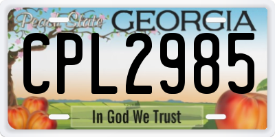 GA license plate CPL2985