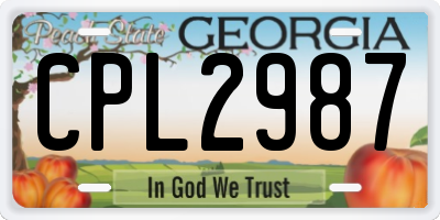 GA license plate CPL2987
