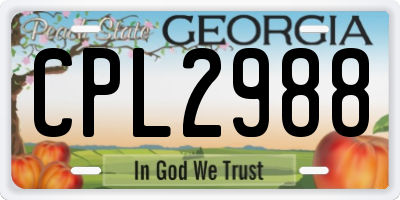 GA license plate CPL2988