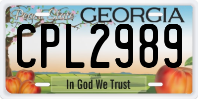 GA license plate CPL2989