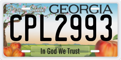 GA license plate CPL2993