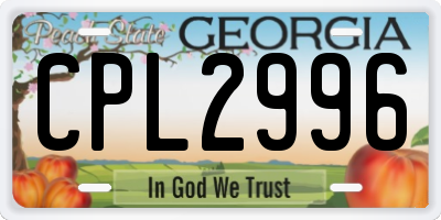 GA license plate CPL2996