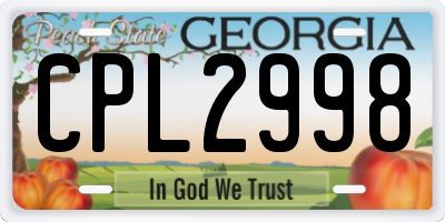 GA license plate CPL2998