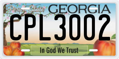 GA license plate CPL3002