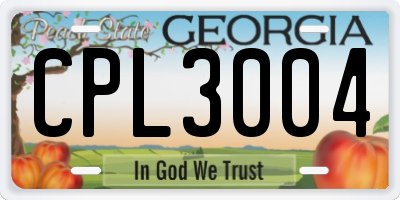 GA license plate CPL3004