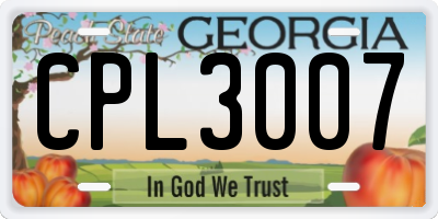 GA license plate CPL3007