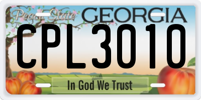 GA license plate CPL3010