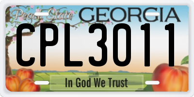 GA license plate CPL3011