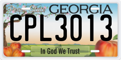 GA license plate CPL3013