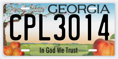 GA license plate CPL3014