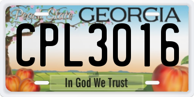 GA license plate CPL3016