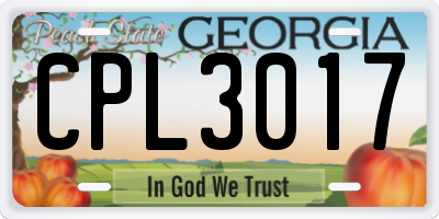 GA license plate CPL3017