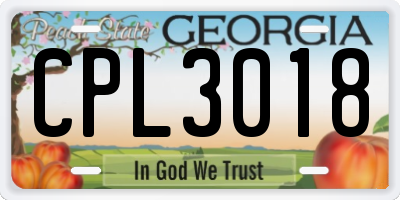 GA license plate CPL3018