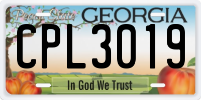 GA license plate CPL3019