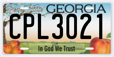GA license plate CPL3021