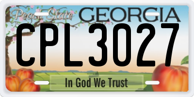 GA license plate CPL3027