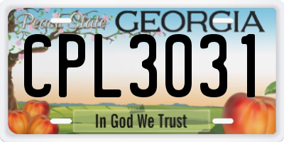 GA license plate CPL3031