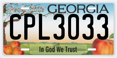 GA license plate CPL3033