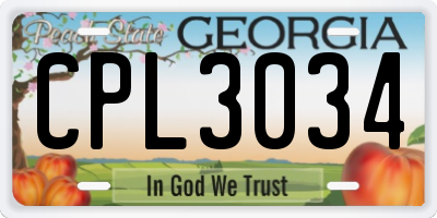 GA license plate CPL3034