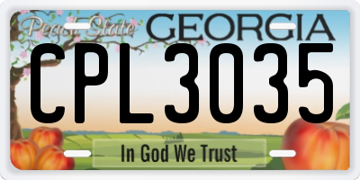 GA license plate CPL3035