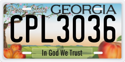 GA license plate CPL3036