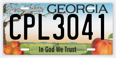 GA license plate CPL3041