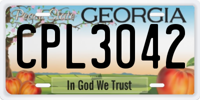 GA license plate CPL3042