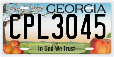 GA license plate CPL3045
